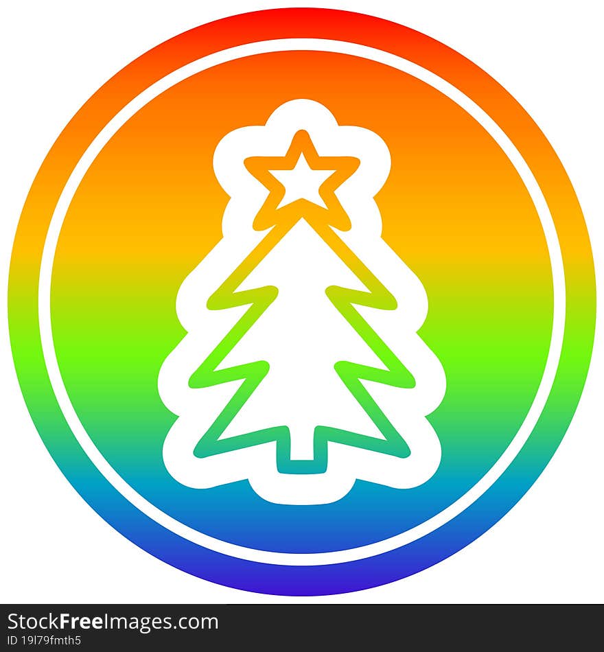 Christmas Tree Circular In Rainbow Spectrum