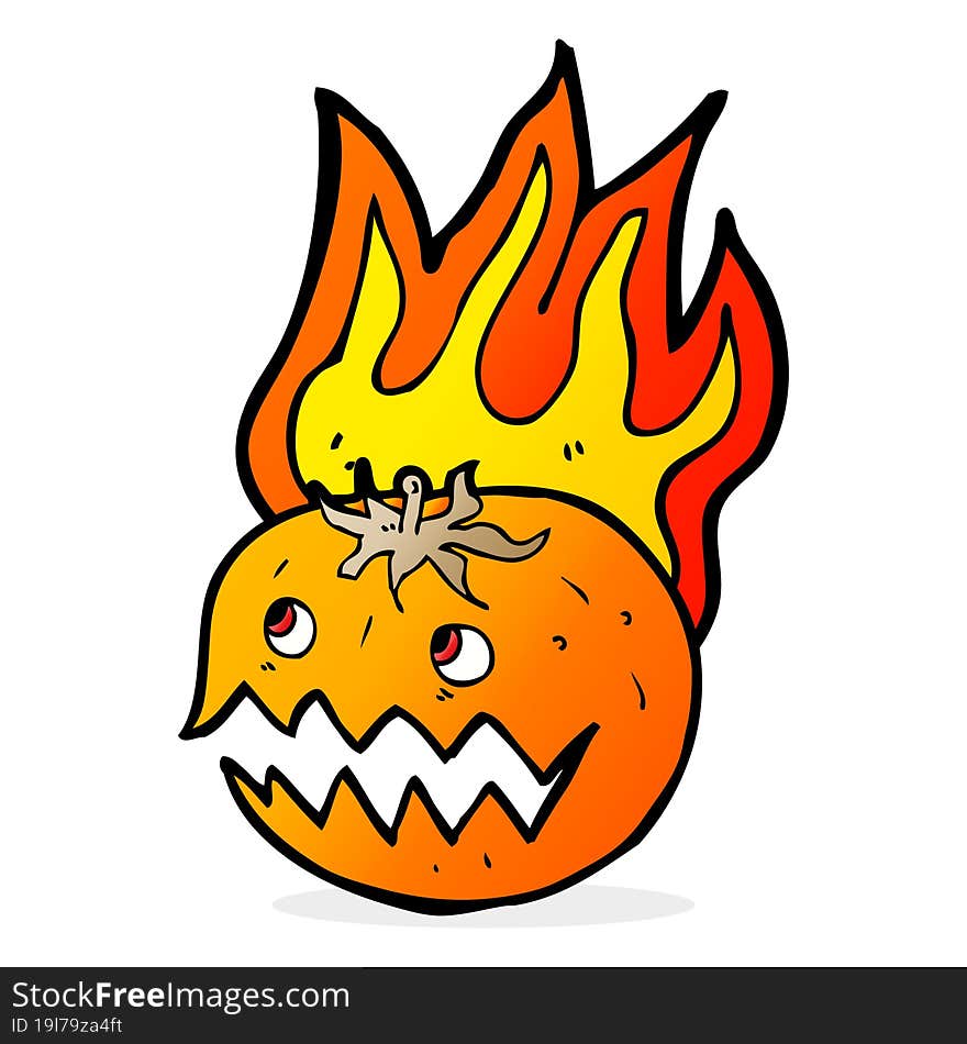 Cartoon Flaming Pumpkin