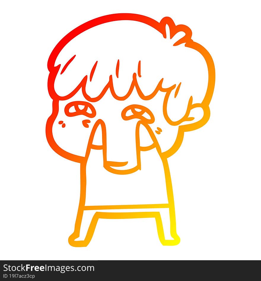 Warm Gradient Line Drawing Cartoon Curious Man