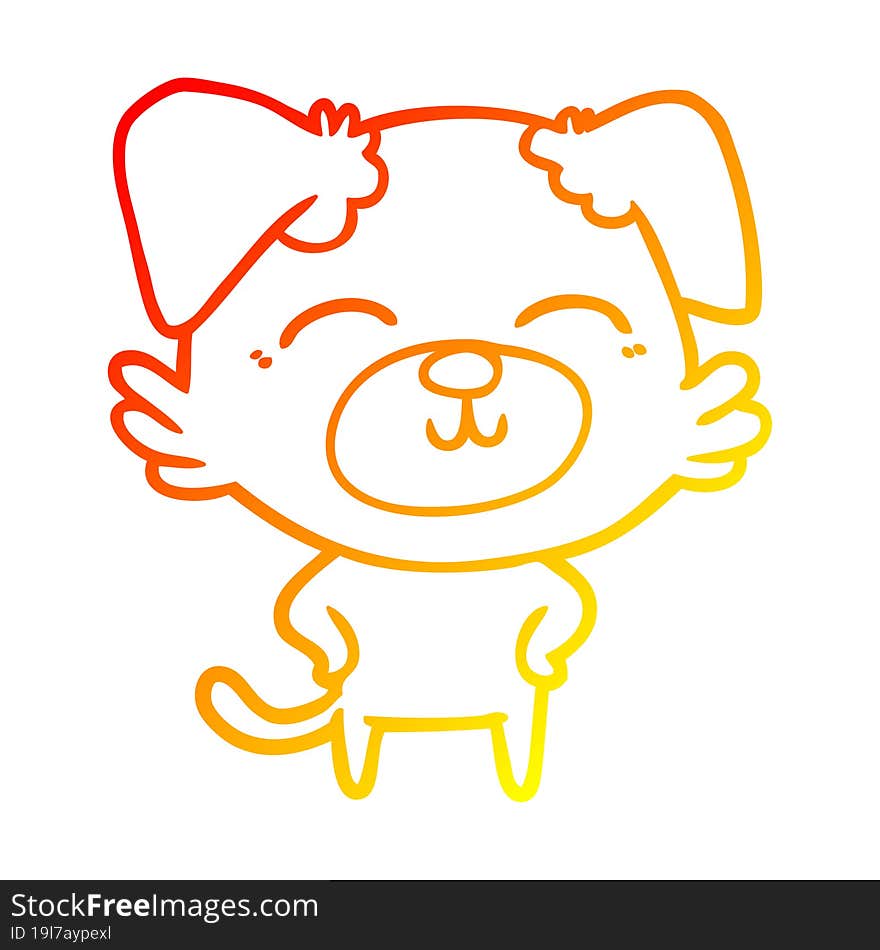 Warm Gradient Line Drawing Cartoon Dog