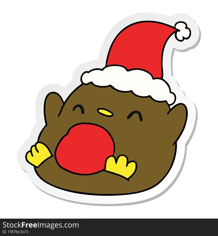 christmas sticker cartoon of kawaii penguin