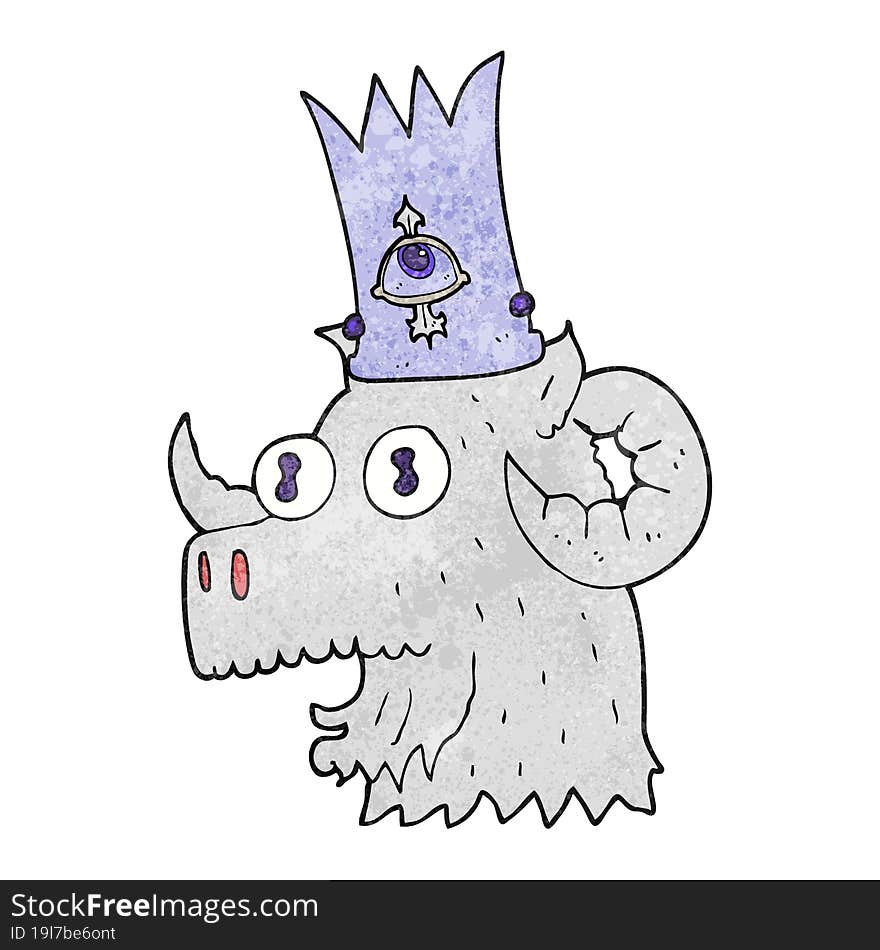 textured cartoon ram head with magical crown