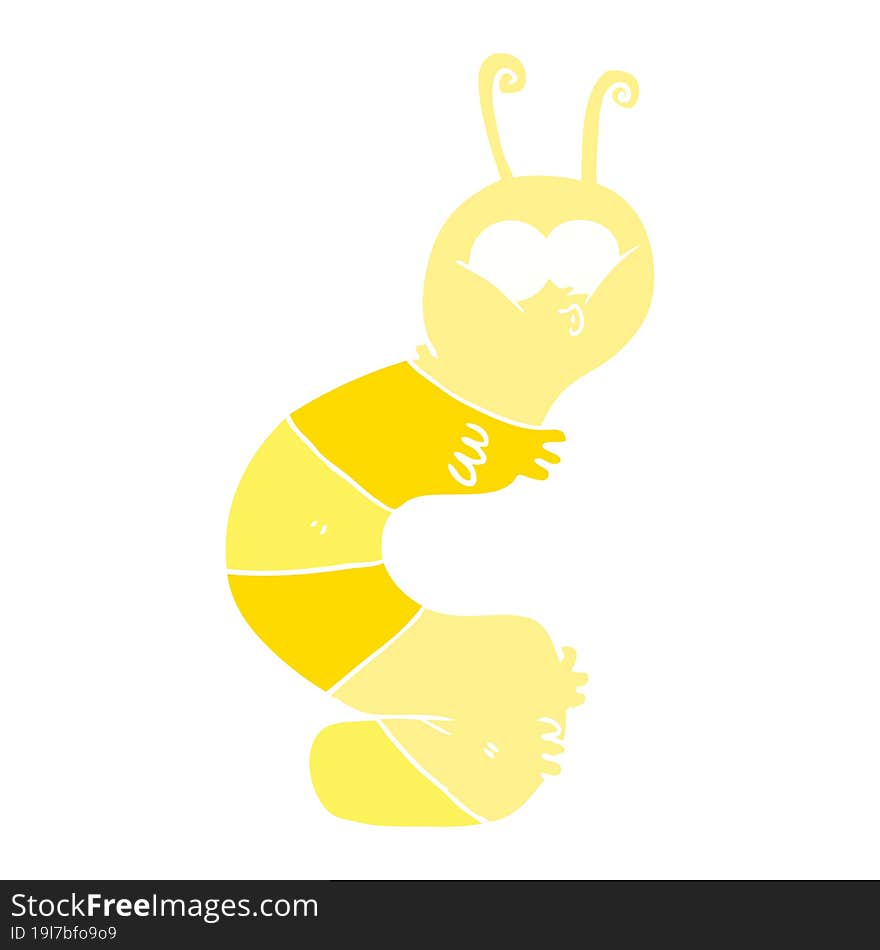 funny flat color style cartoon caterpillar