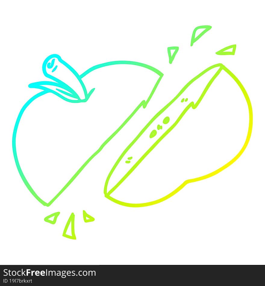 cold gradient line drawing cartoon sliced apple