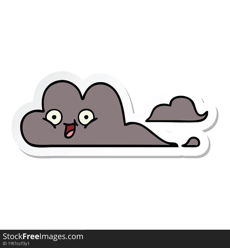 sticker of a cute cartoon storm cloud