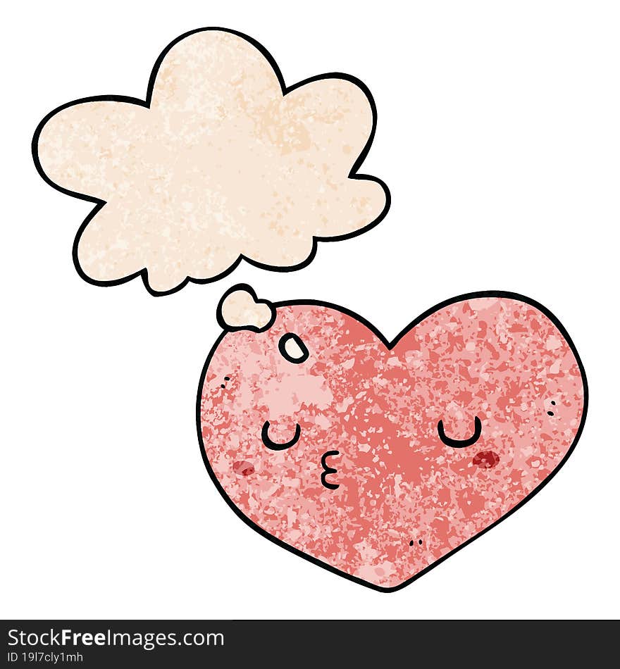 cartoon love heart with thought bubble in grunge texture style. cartoon love heart with thought bubble in grunge texture style