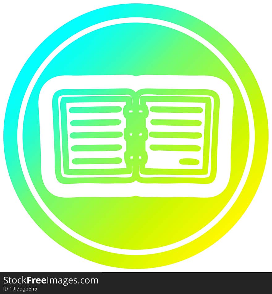 note book circular in cold gradient spectrum