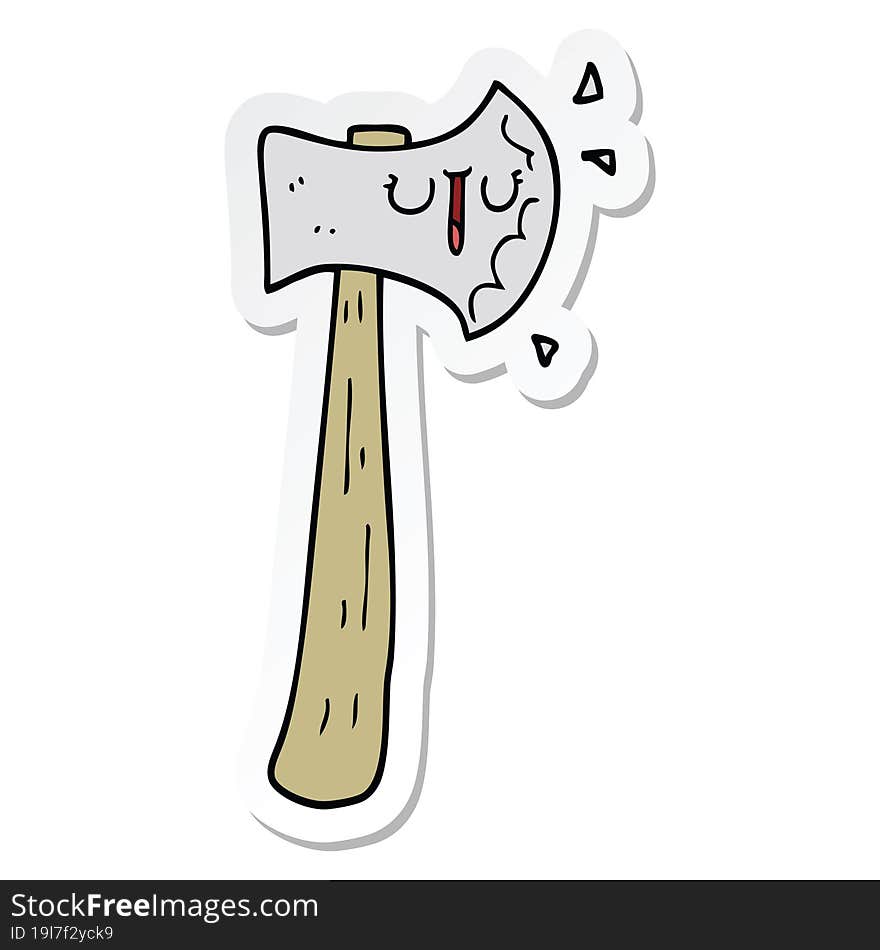 Sticker Of A Cartoon Axe