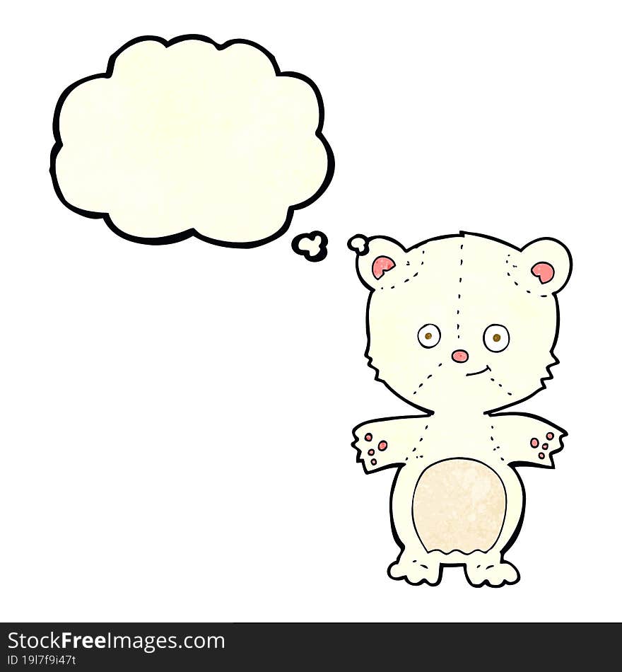 cartoon happy polar bear with thought bubble