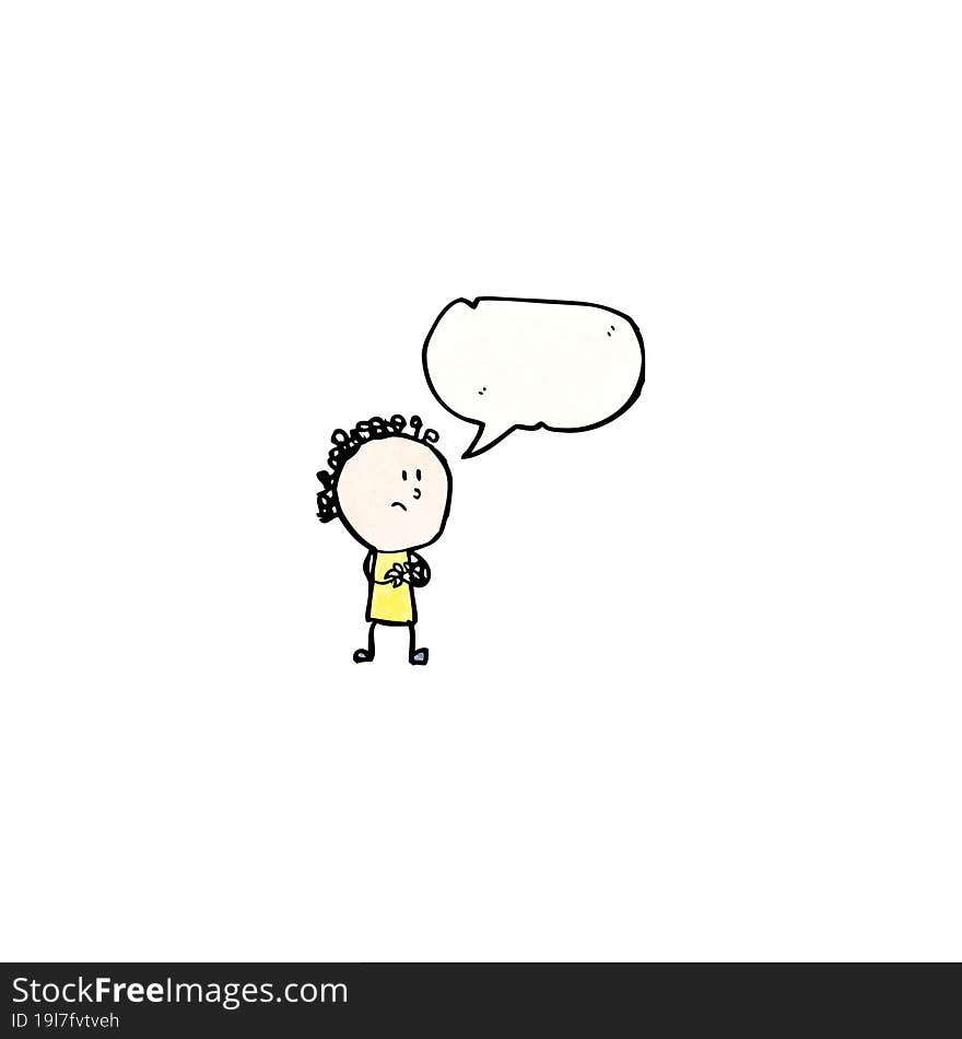 Cartoon Nervous Woman With Speech Bubble