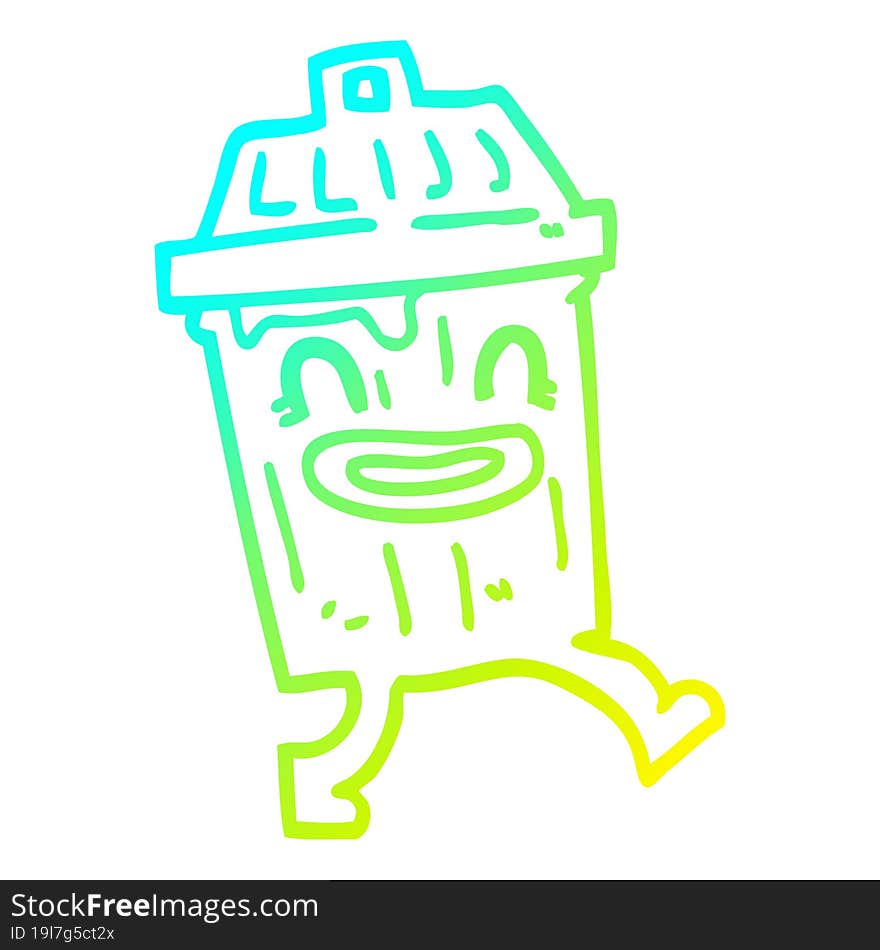 cold gradient line drawing cartoon waste bin