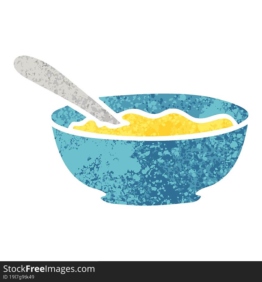 quirky retro illustration style cartoon bowl of soup