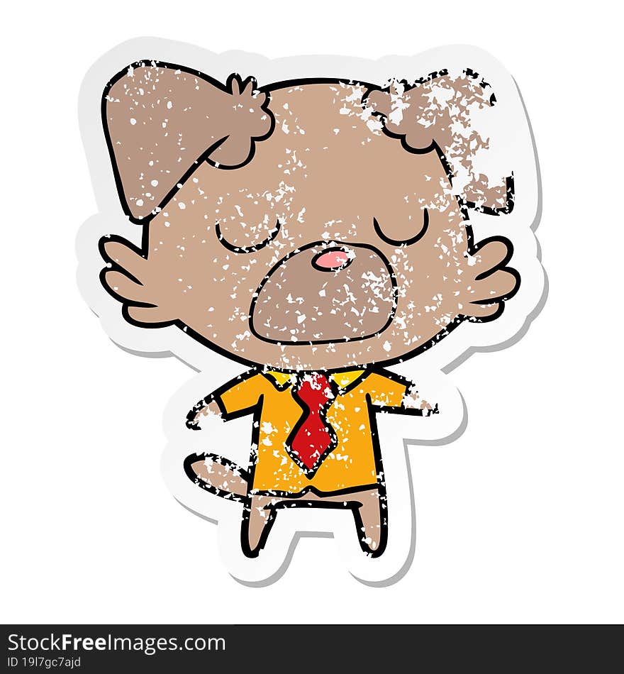 Distressed Sticker Of A Cartoon Dog Manager