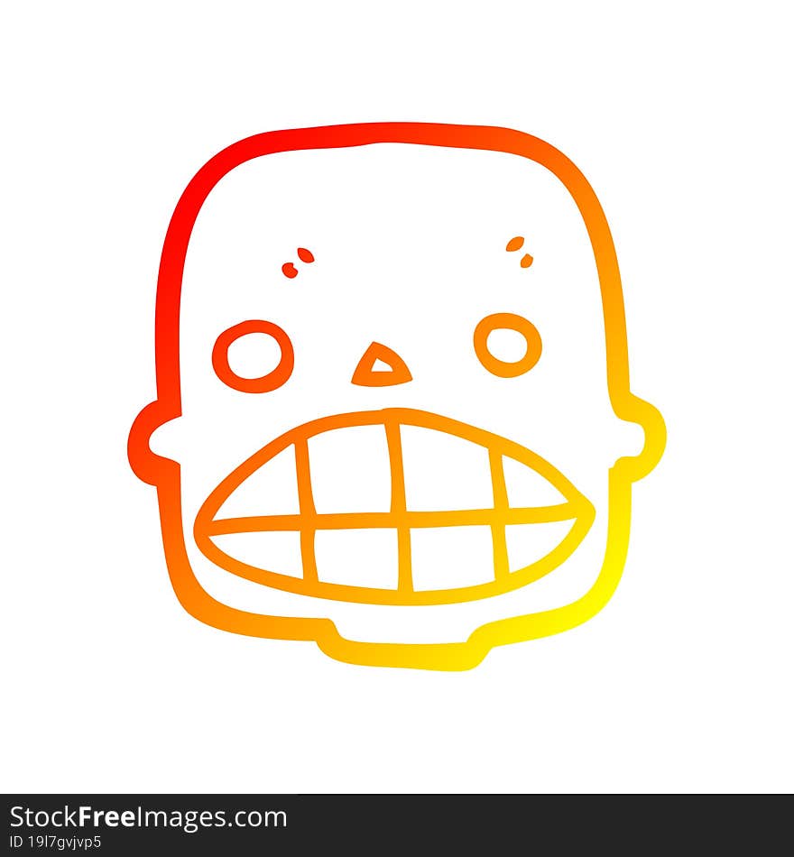 warm gradient line drawing cartoon skull