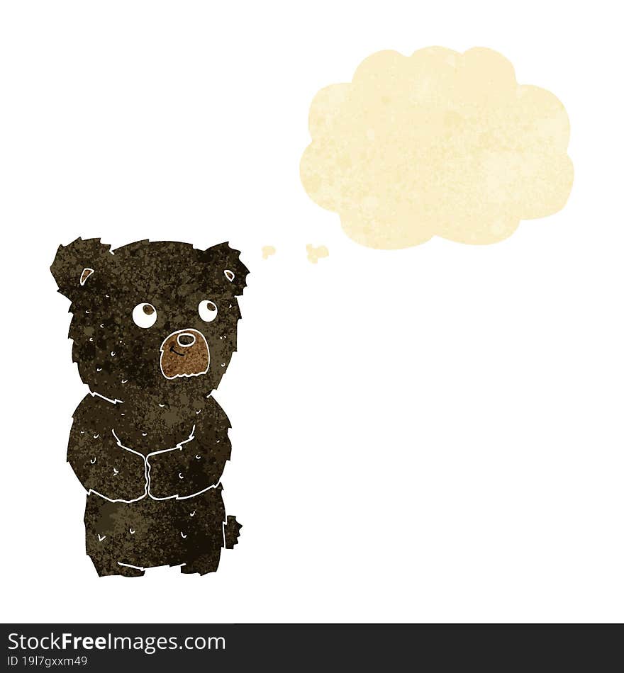 cartoon black bear cub with thought bubble