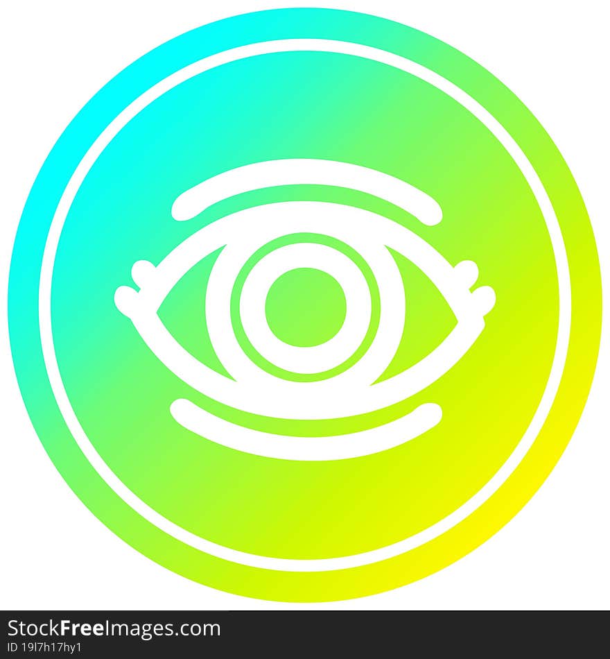 staring eye circular in cold gradient spectrum