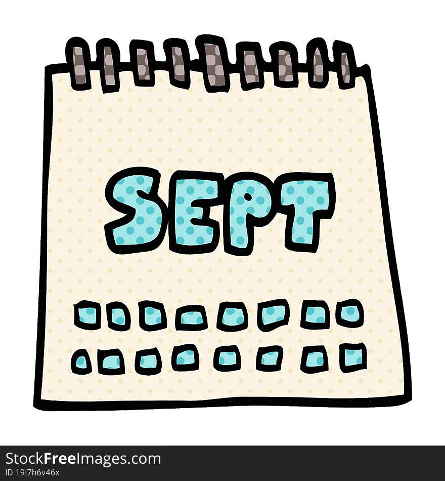 Cartoon Doodle Calendar Showing Month Of September