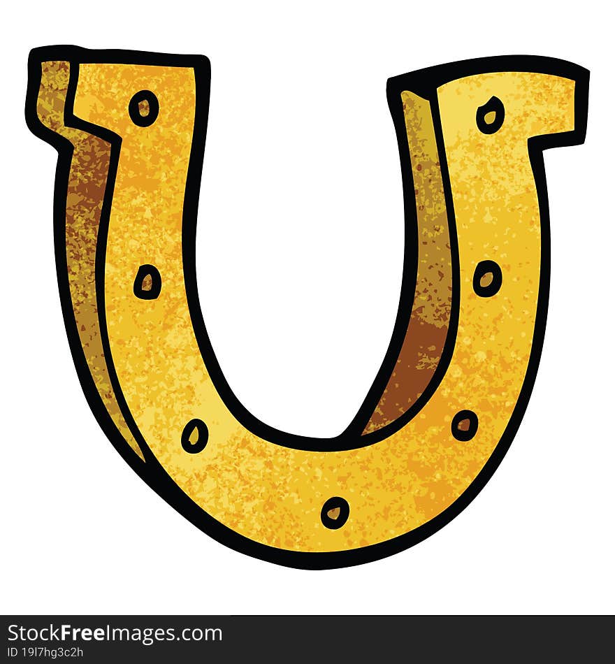 Cartoon Doodle Gold Horse Shoe