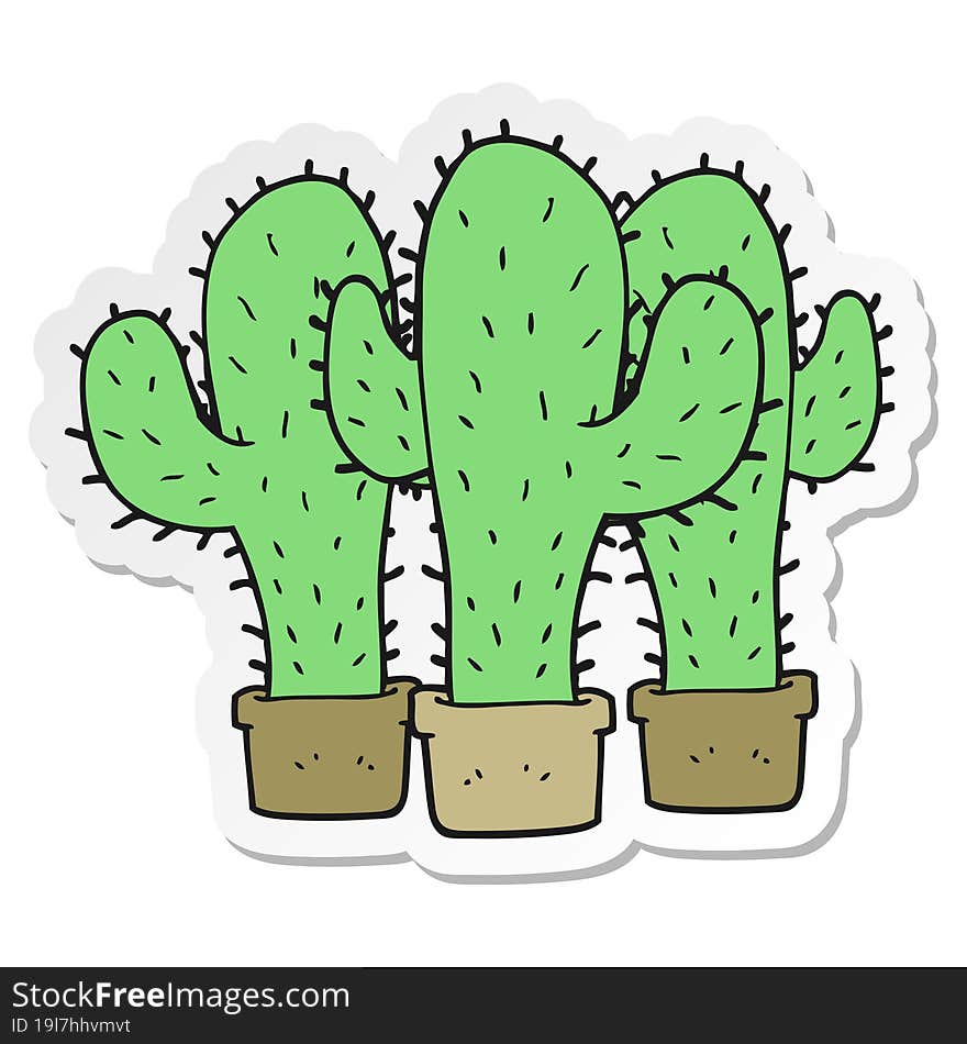 sticker of a cartoon cactus