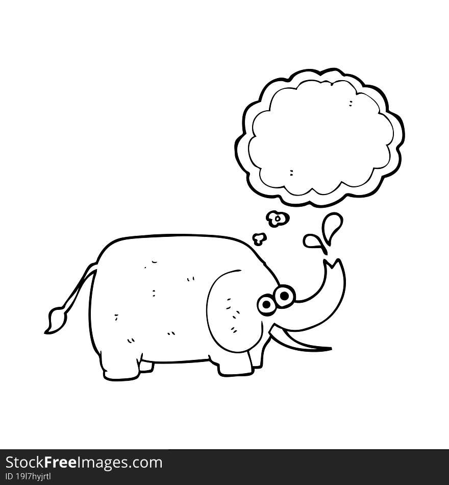 freehand drawn thought bubble cartoon elephant