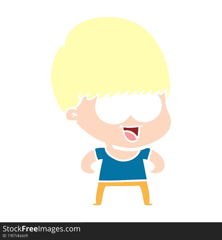 happy flat color style cartoon boy