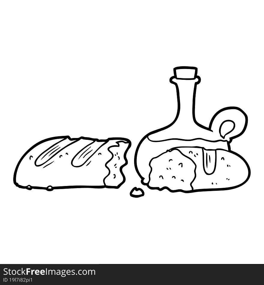 bread and oil cartoon. bread and oil cartoon