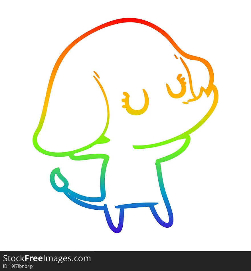 rainbow gradient line drawing cute cartoon elephant