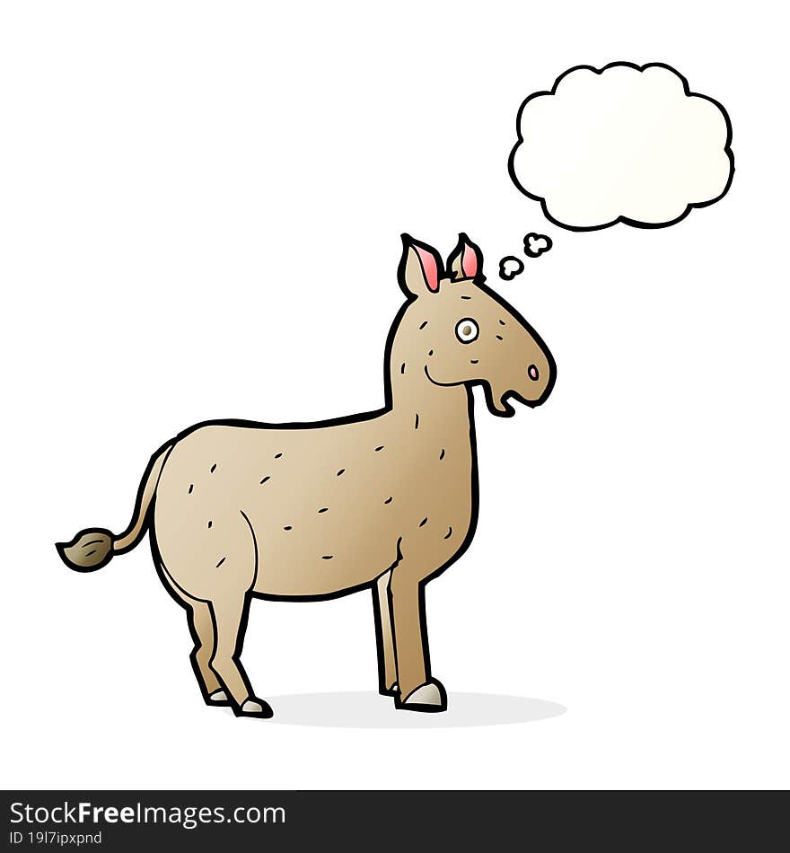 cartoon mule with thought bubble