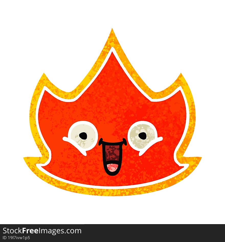 retro illustration style cartoon fire