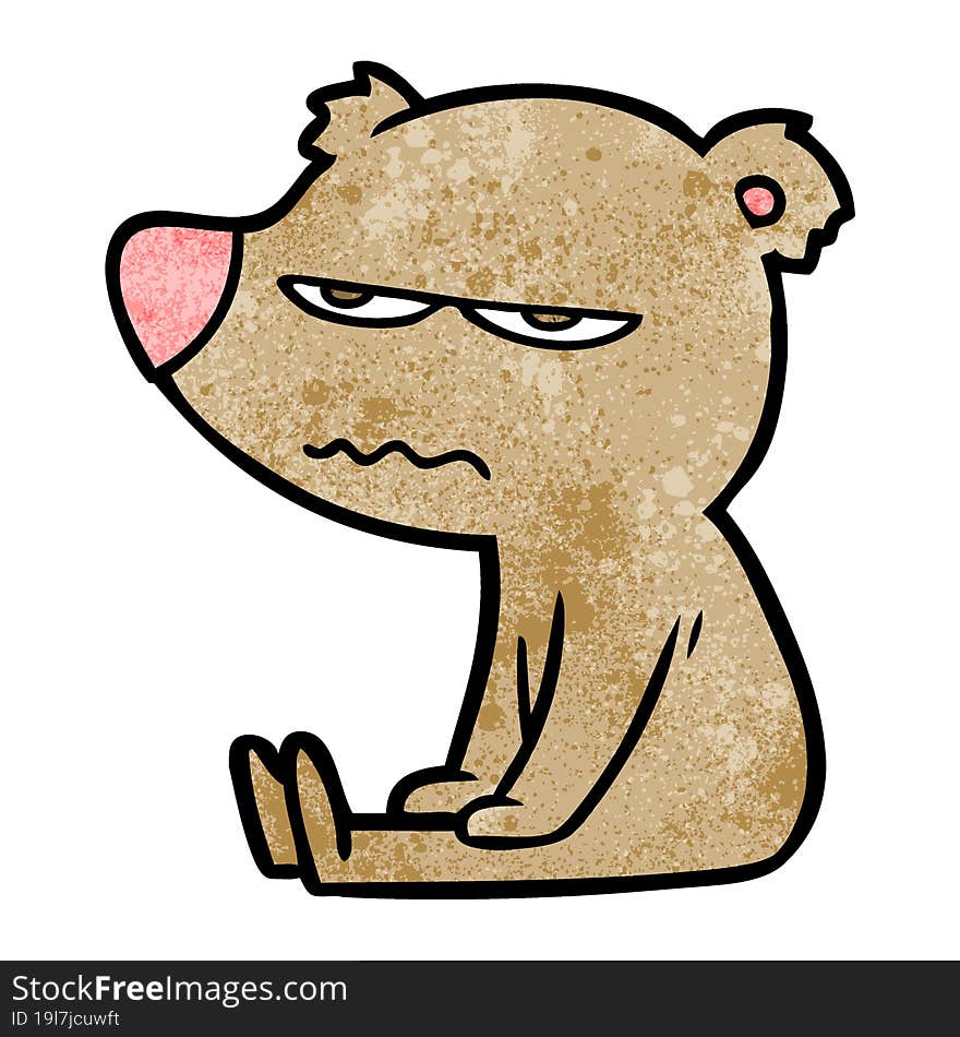 angry bear cartoon sitting. angry bear cartoon sitting