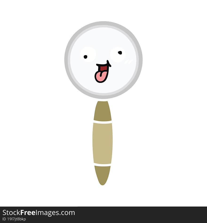 flat color retro cartoon magnifying glass