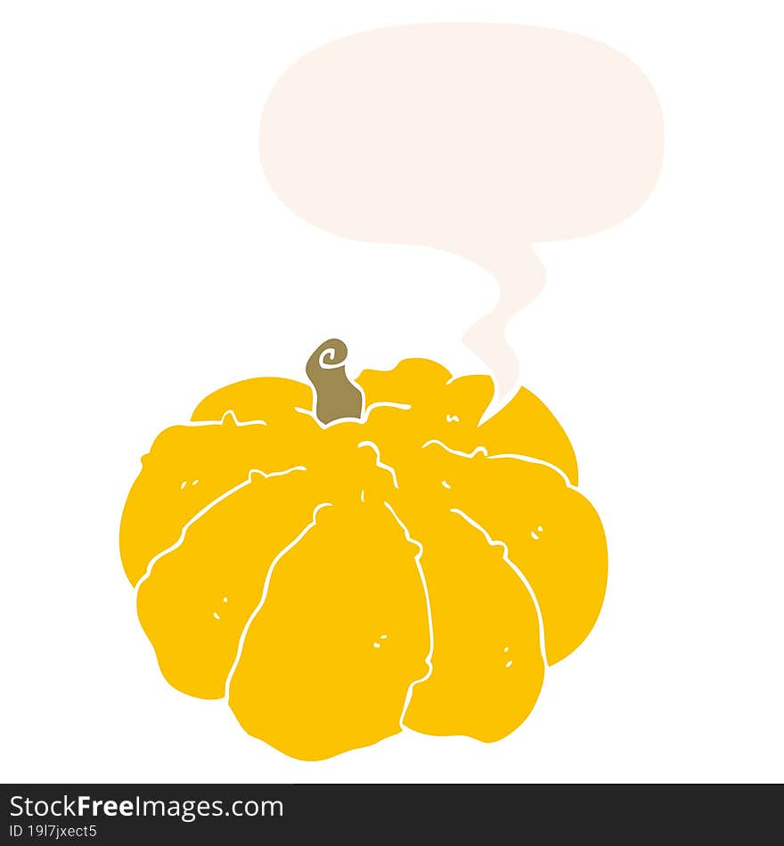 Cartoon Squash And Speech Bubble In Retro Style