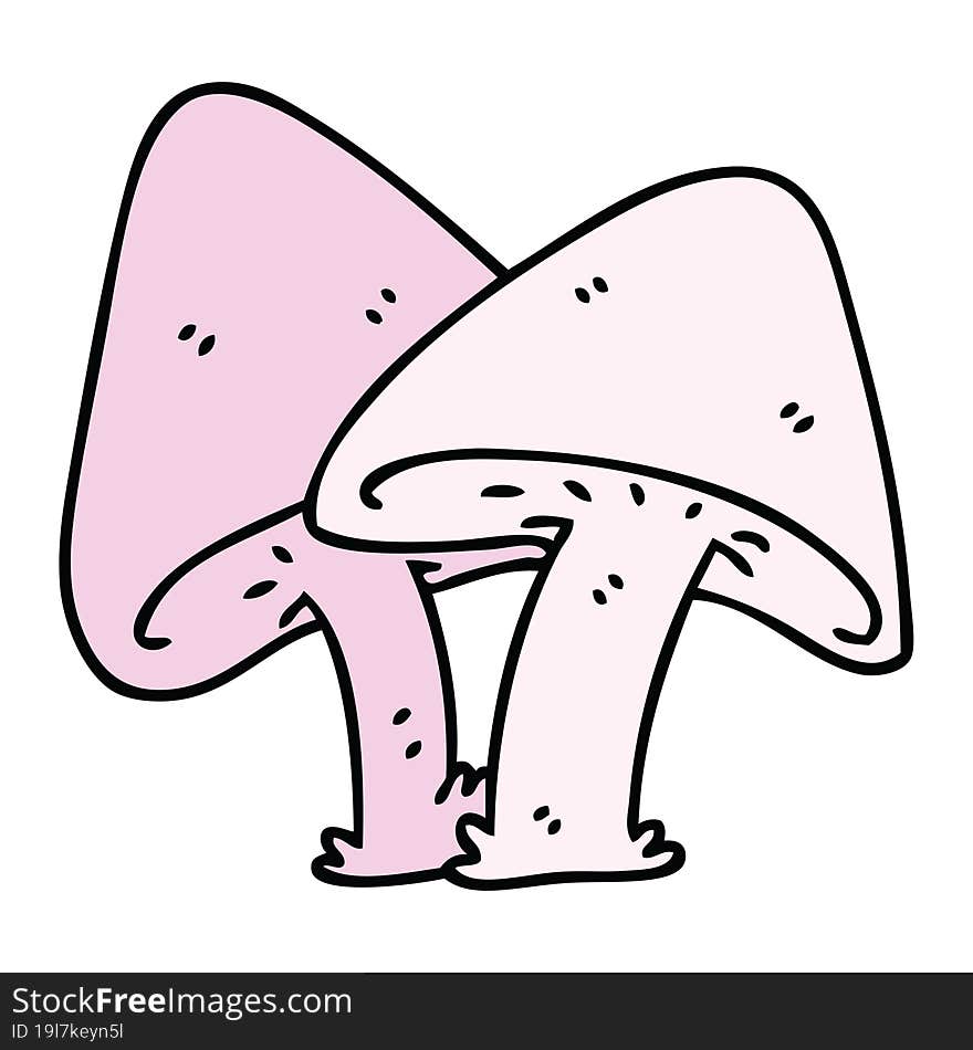 Quirky Hand Drawn Cartoon Mushrooms