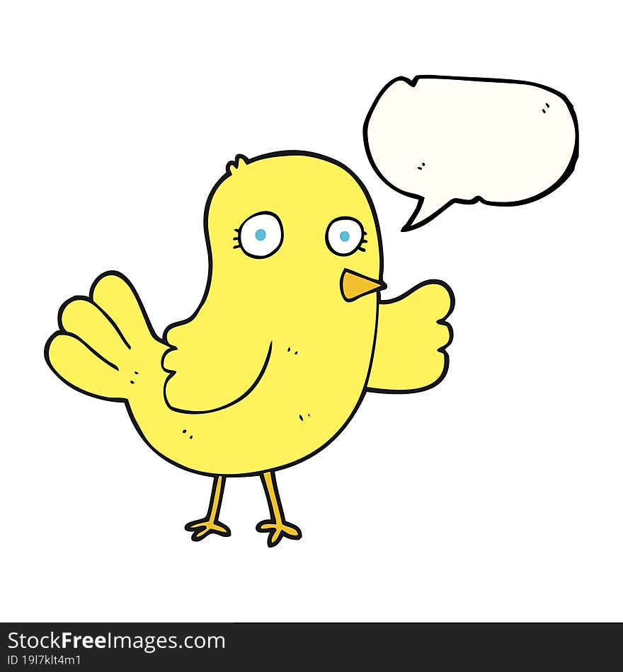 freehand drawn speech bubble cartoon bird