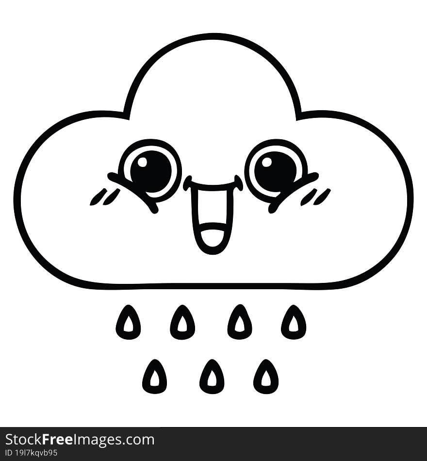 line drawing cartoon of a rain cloud