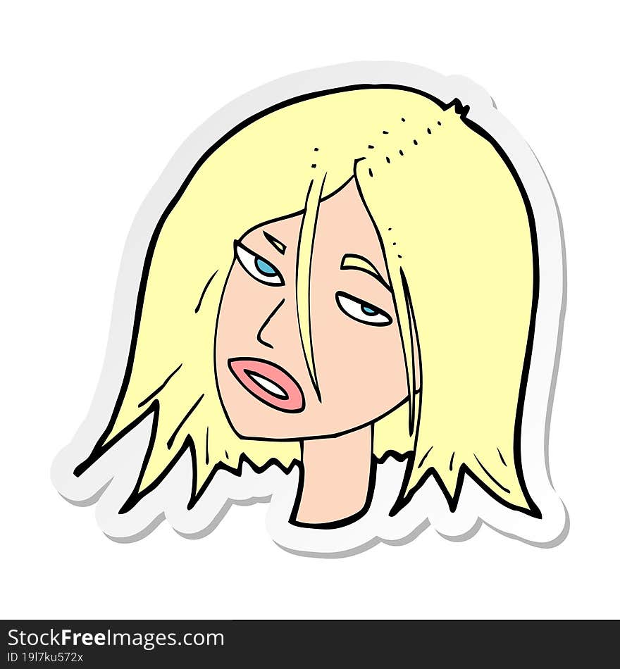 sticker of a cartoon annoyed woman