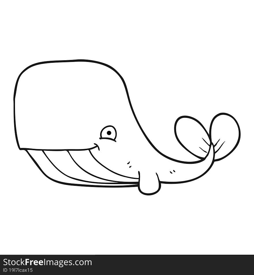 Black And White Cartoon Happy Whale