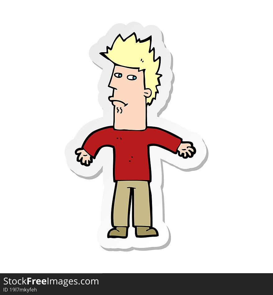 Sticker Of A Cartoon Confused Man