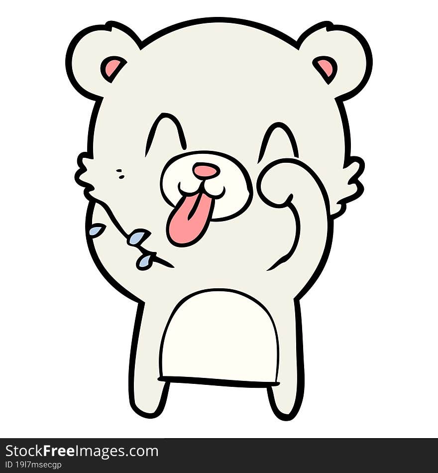 rude cartoon polar bear sticking out tongue. rude cartoon polar bear sticking out tongue