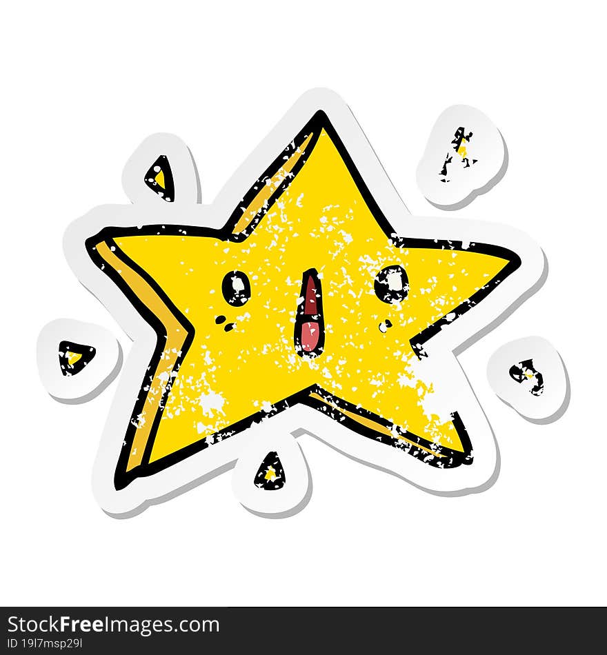 distressed sticker of a cute cartoon star