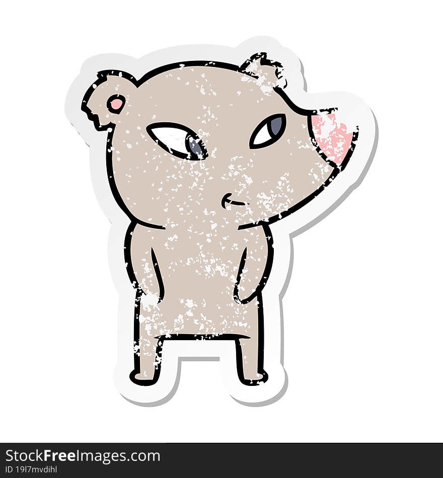 Distressed Sticker Of A Cute Cartoon Bear