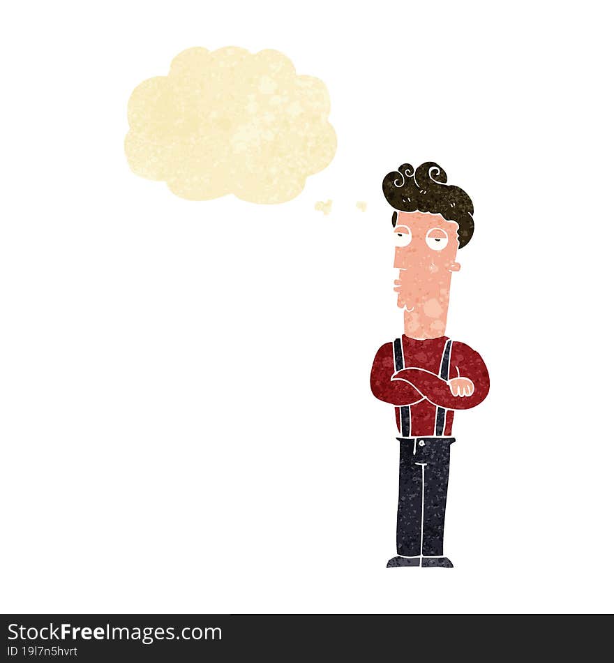 Cartoon Unimpressed Man With Thought Bubble