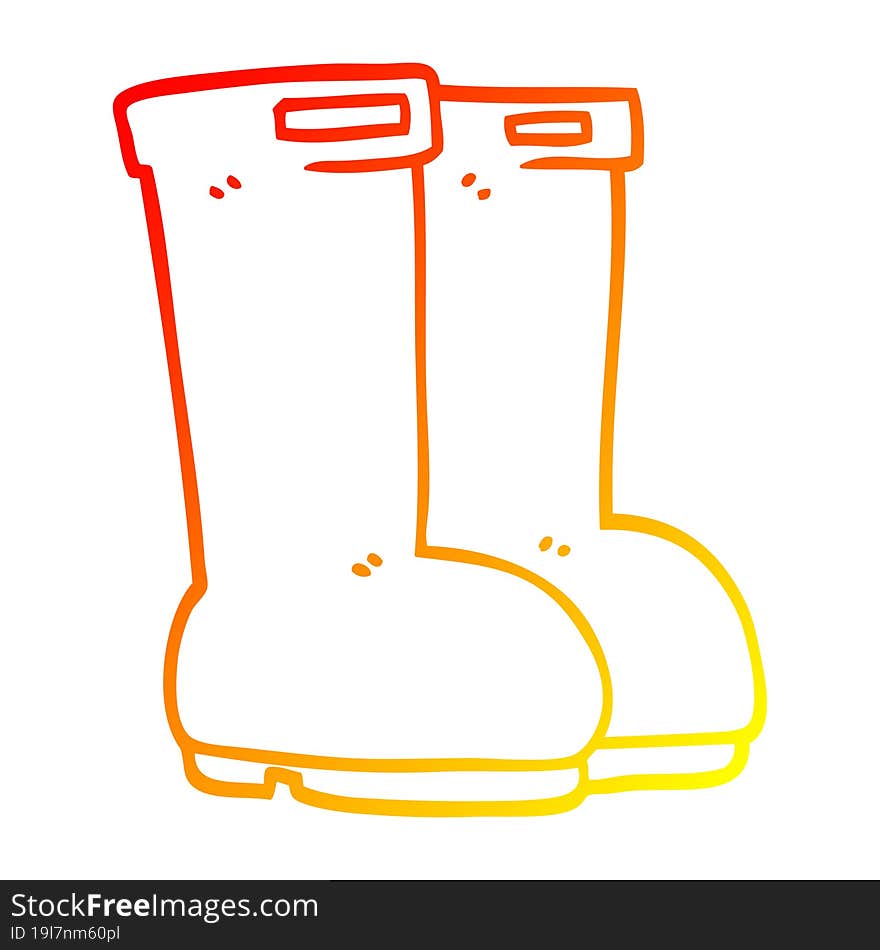 Warm Gradient Line Drawing Cartoon Wellingtons