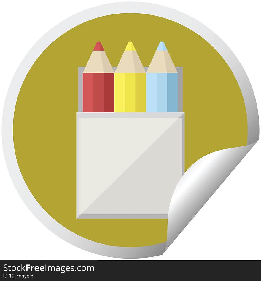 pack of coloring pencils graphic circular sticker