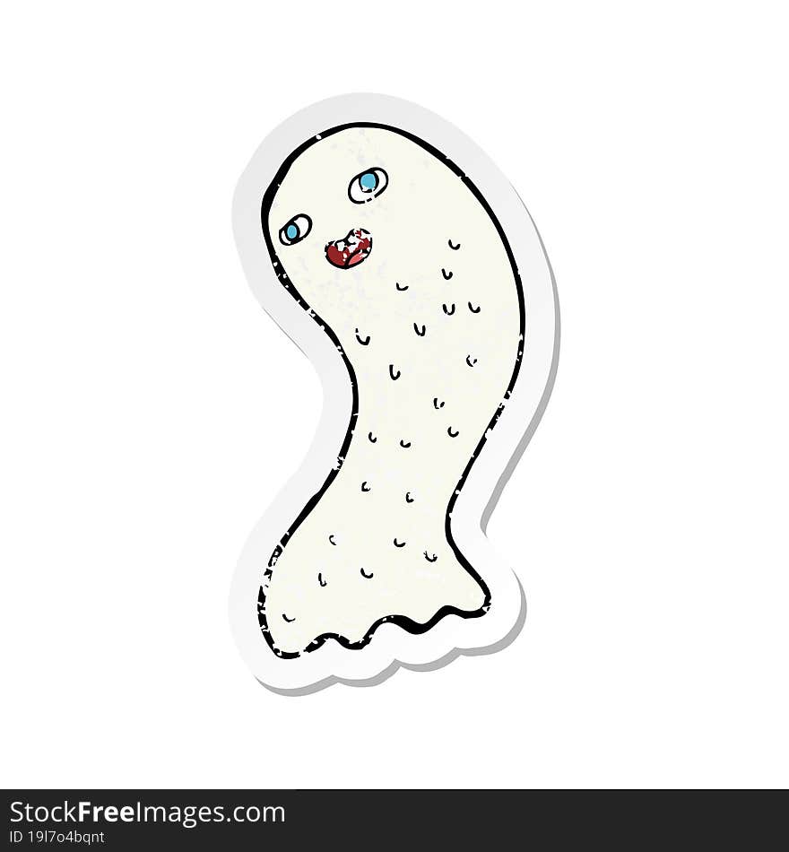 retro distressed sticker of a funny cartoon ghost