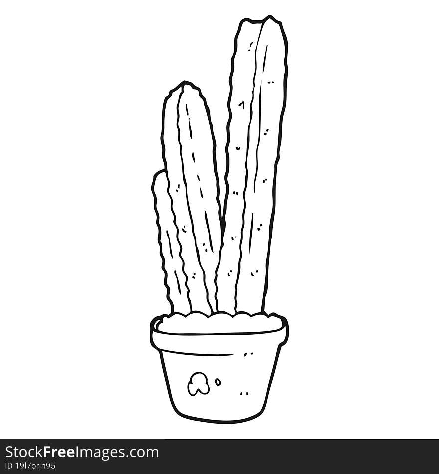 black and white cartoon cactus