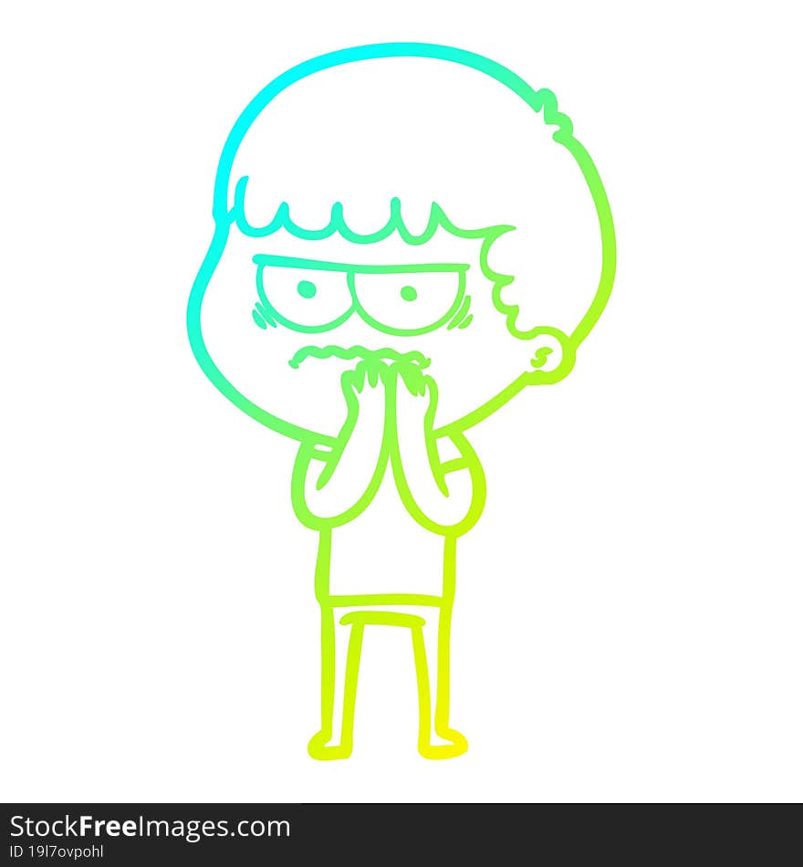 cold gradient line drawing cartoon annoyed man