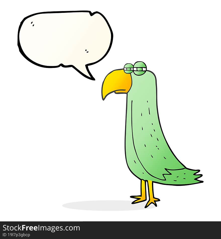 freehand drawn speech bubble cartoon parrot