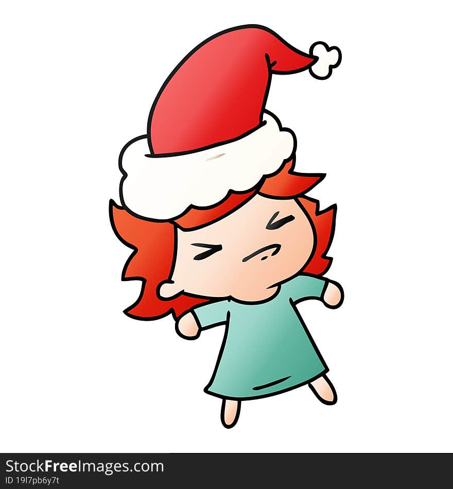 Christmas Gradient Cartoon Of Kawaii Girl