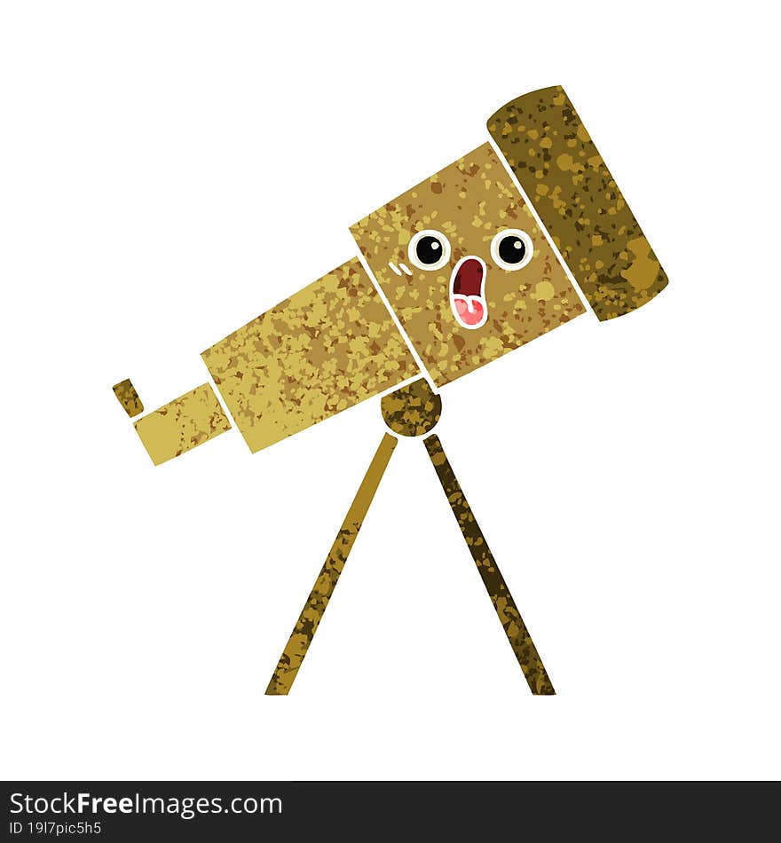 retro illustration style cartoon telescope